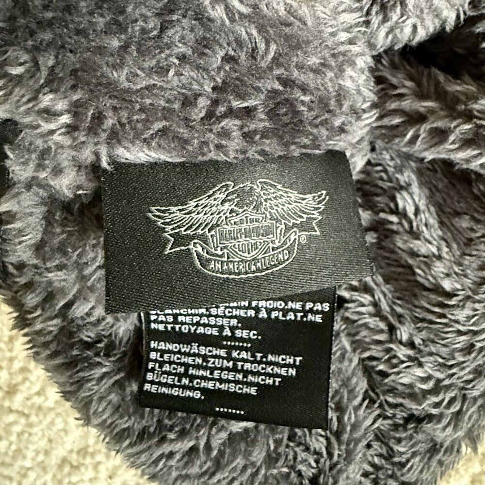 Harley-Davidson Beanie Cap Black Rib Knit Fleece LIned Leather Skull Embroidery - Picture 7 of 12